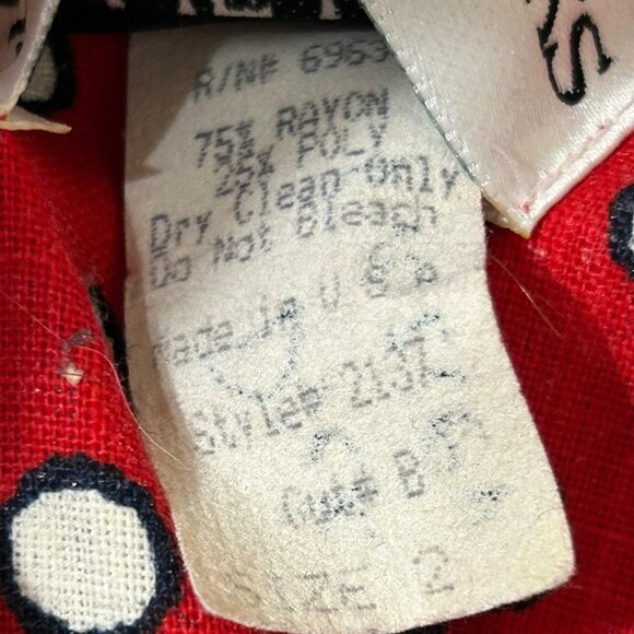 Vintage Leslie Lucks Petites  Short Sleeve Red Polka Dot Dress‎ - Size 2 - Picture 5 of 7